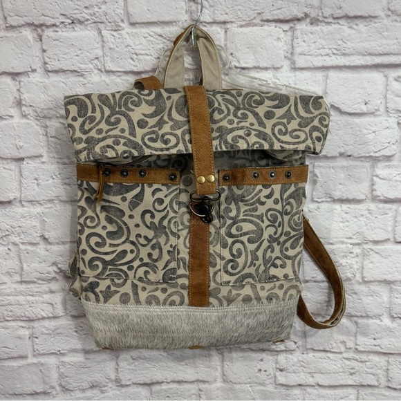 Lightweight Canvas Purse Everyday Use Myra Bag Western Upcycled Canvas Pouch With Leather Wristlet - Lightweight Handbag For Women Western Wristlet 9 thumbnail image